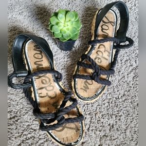 Sam Edelman Black Cristan Rope Espadrilles Sandals Size 8